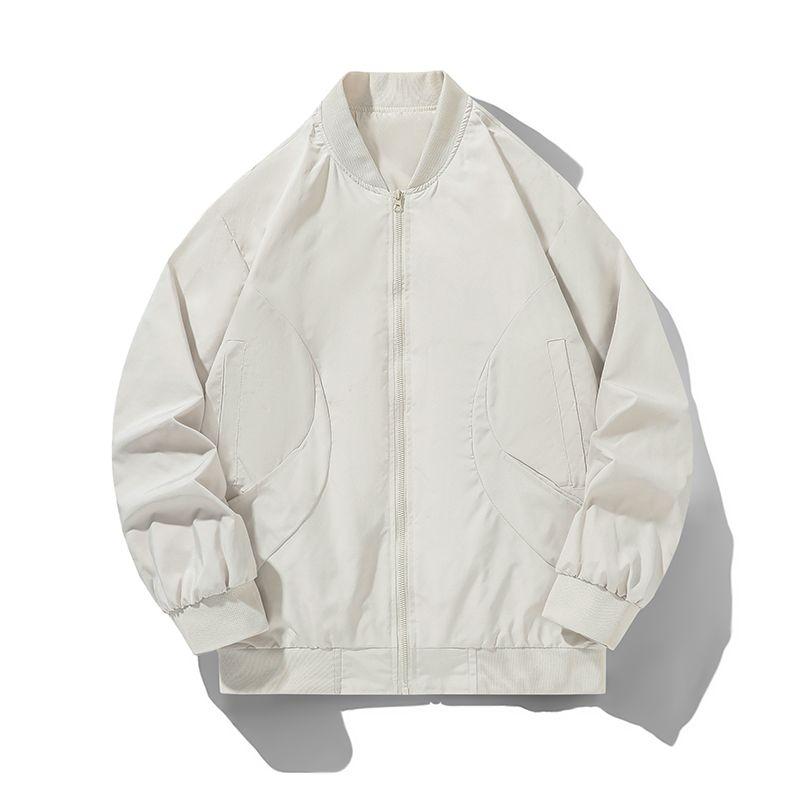 

Medm Beprp American-Style Pilot Baseball Jacket for Men, Simple, Fashionable, Trendy Jacket with Multiple Pockets, Short Trench Coat 2402m White [Regular Style] L(Recommend 57.5-70kg)