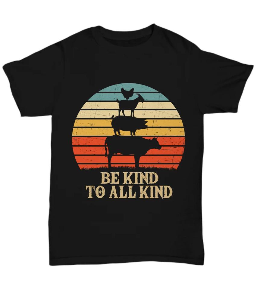 Be Kind To All Kind Funny Animal Vegetarian TShirt 100 Cotton ONeck Summer Short Sleeve Casual Mens Tshirt Size S3XL