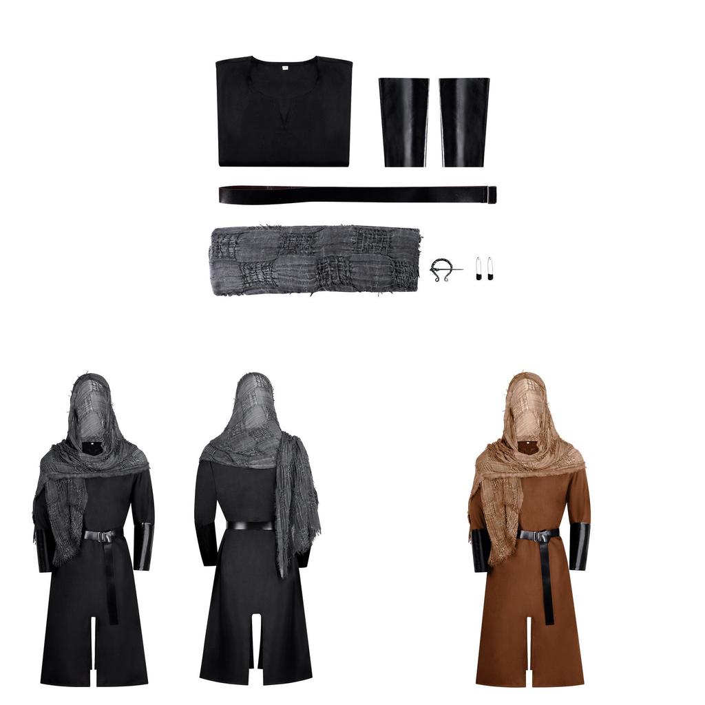 Medieval Knight Cosplay Costume With Hood For Fantasy Role Play And Halloween