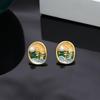 Women's Retro Enamel Drip Oil Wheat Ear Earrings - High-End, Unique Design