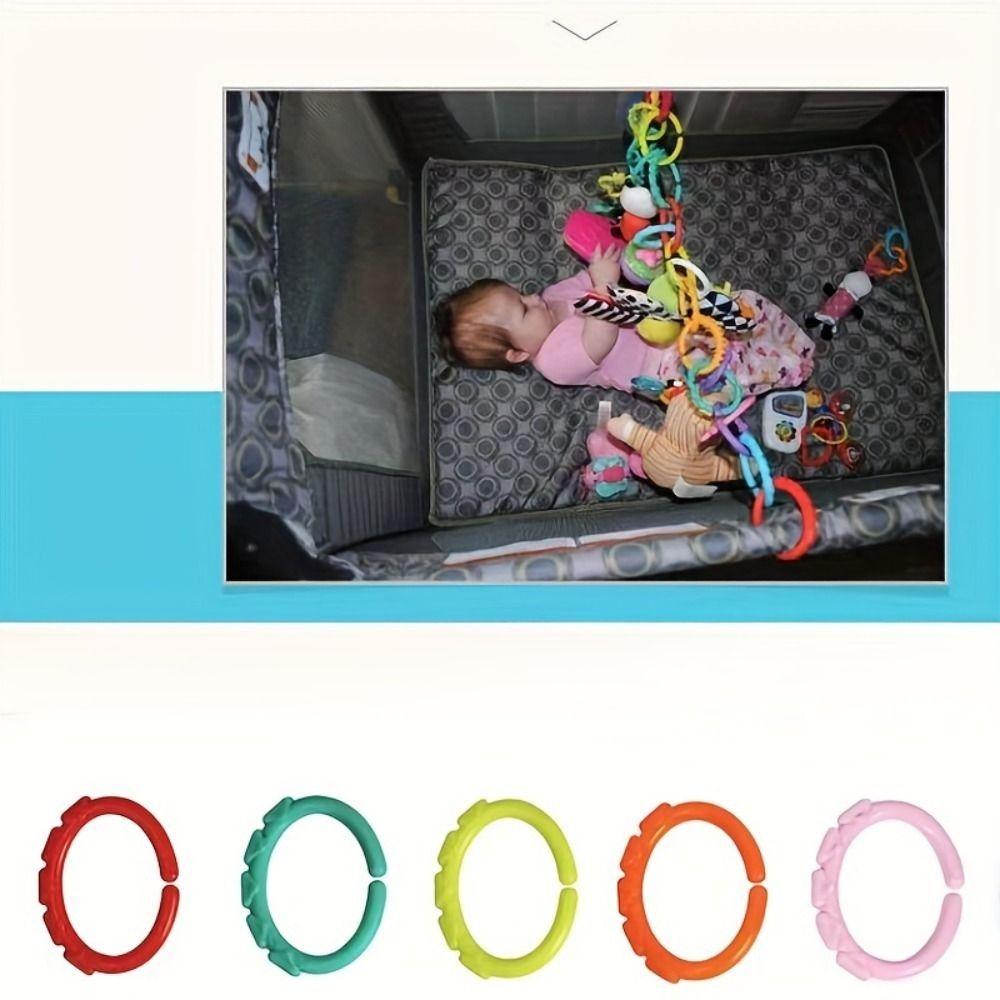 24pcs/set Stroller Teething Rings for Babies Clip On Baby Rainbow Loop  Kids/Children