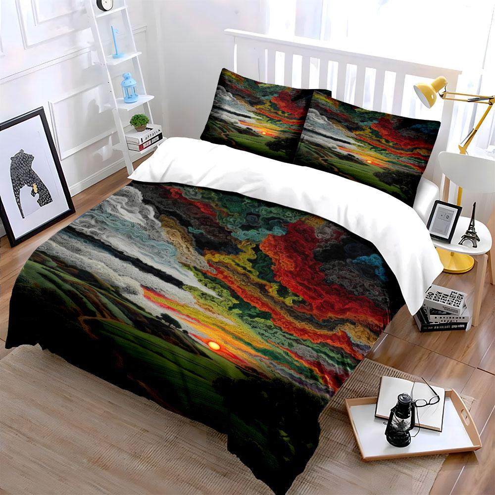 Colorful Abstract Landscape Pattern. Bedding Sets Duvet Cover Sets Duvet Covers Pillowcases(1 * Duvet Cover 2 * Pillowcases, Without Duvet Insert)