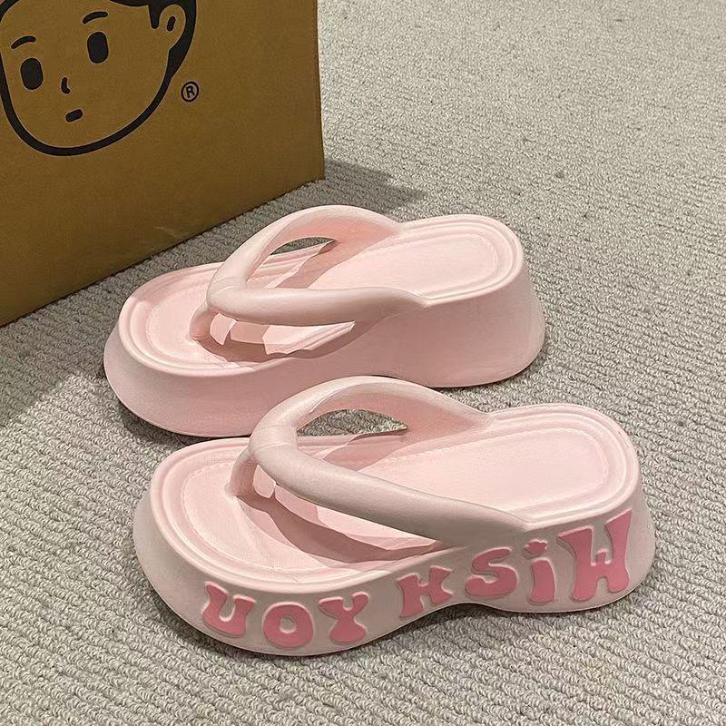 EVA Thick-Soled Cute Cartoon Kitten Clip-Toe Women's Flip-Flops - Summer Outdoor Height-Increasing Sandals