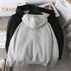 Fall Winter Men Coat Zip-up Long Sleeves Elastic Cuff Thick Plus Size Drawstring Plush Solid Color Loose Pockets Daily Sport Hoodie