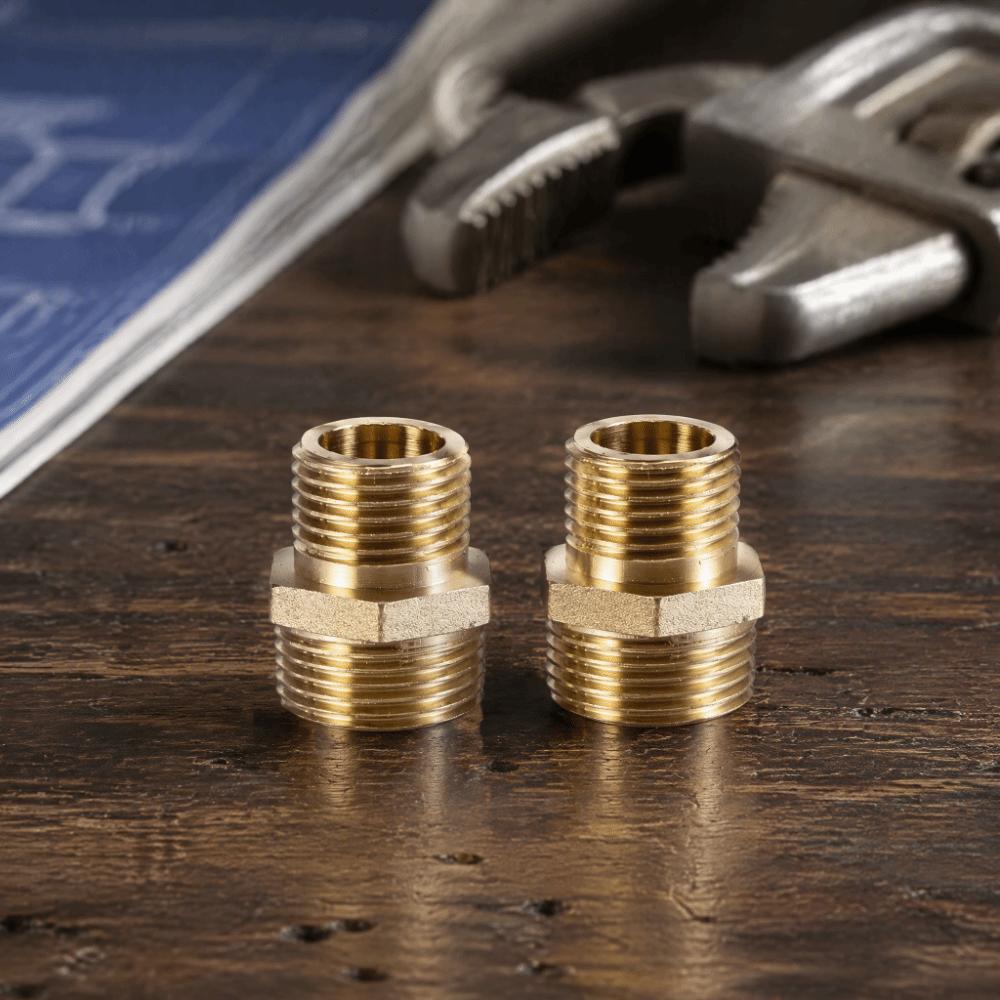 2pcs Hex Shape Brass Pipe Fitting Male Threaded Ends Reducing Male Connector  Irrigation System