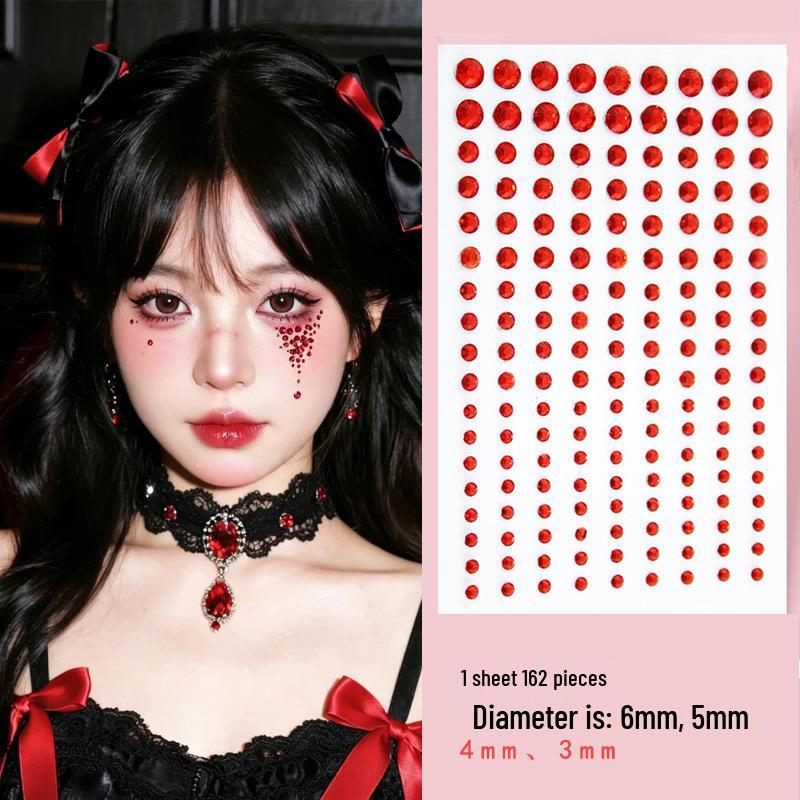 Blue Star Diamond Face Stickers: Adhesive Rhinestone Designs for Tear Eye Makeup, Perfect for Music Festivals.