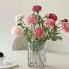 Composizione Floreale Artificiale di Peonie e Ranuncoli Floccati per Arredamento Casa