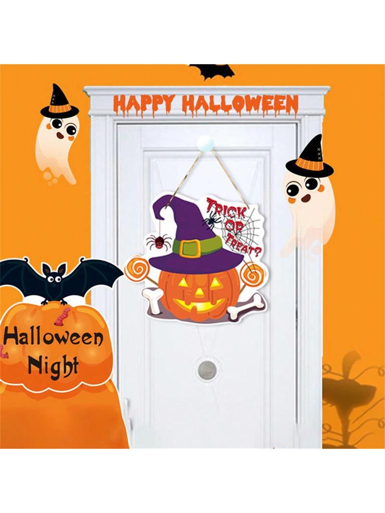 1PC Halloween Party Decoration Festival Theme Pumpkin Scene Door Wall Hanging Props (Bats, Pumpkins