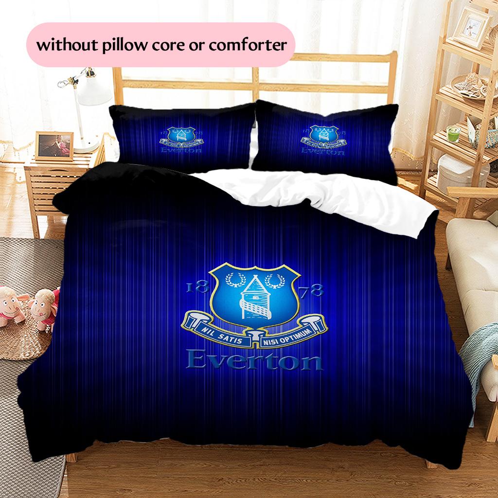 Everton F.C.  Pattern Bedding Quilt Set  Home Decoration  Gift (1 * Duvet Cover + 2 * Pillowcase  Without Core)