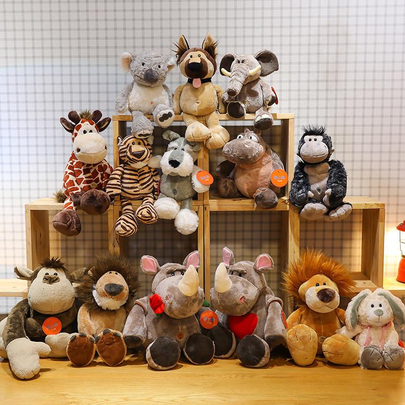 Adorable Jungle Animal Plush Toy Collection Featuring Tiger Lion Elephant Monkey And Giraffe With Soft Short Plush Design For Kids And Collectors