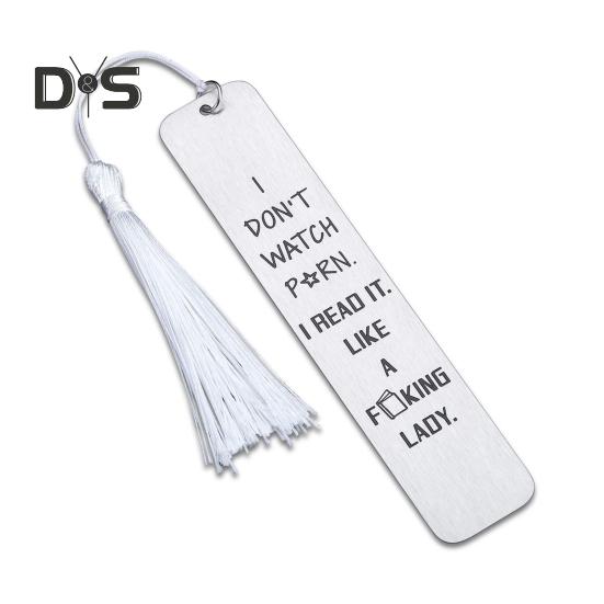 Graviertes Lesezeichen aus Metall, Geschenk „I Don't Watch Porn“, Lesezeichen aus Edelstahl mit Quastenanhänger, Geschenke für Leseratten, Männer und Frauen, Leseliebhaber