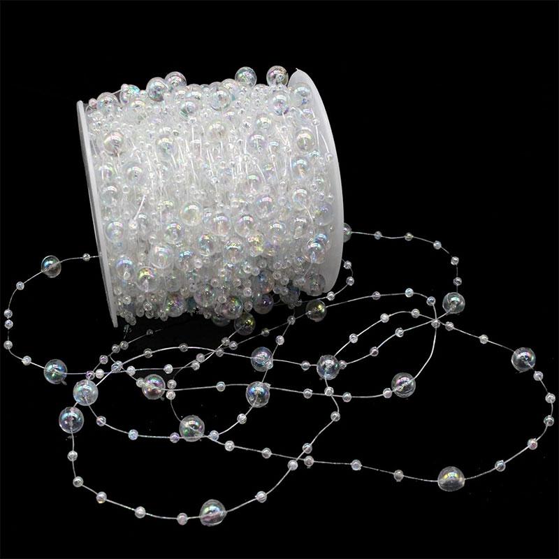 2/5/10Meter Imitation Pearl String Fishing Line Artificial Pearls String 8+3mm Bead Chain for Craft Garland Flower Wedding Decor