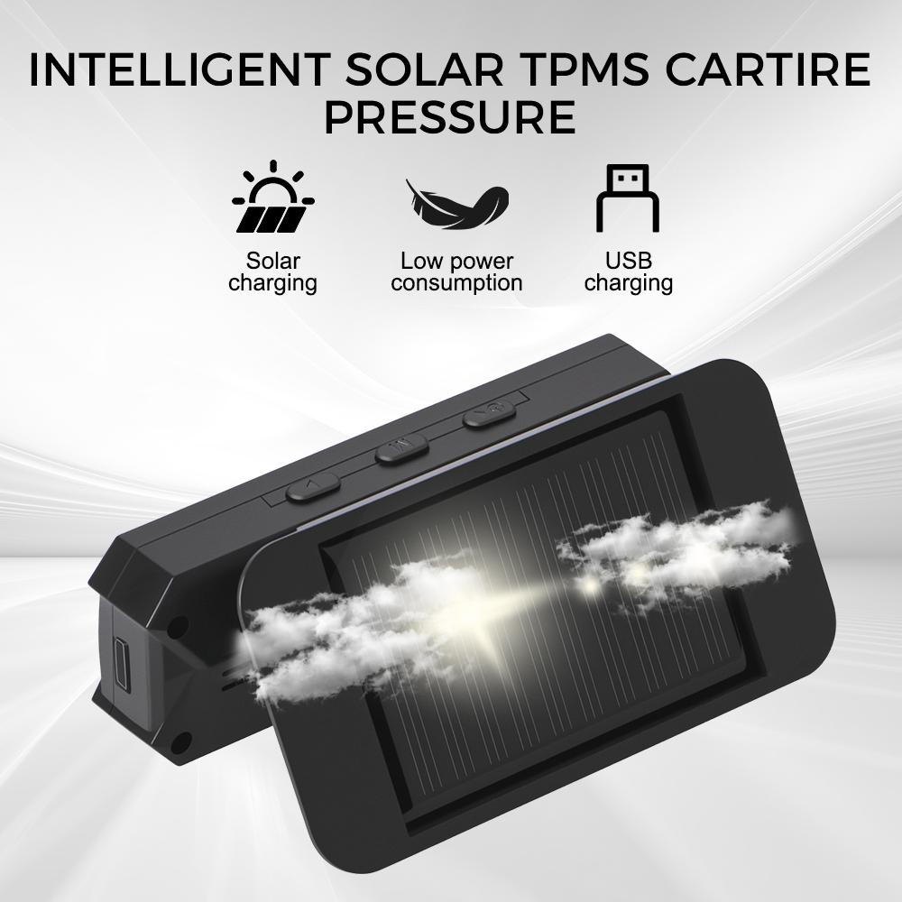 Auto Security Alarm Tyre Pressure Sensor Car TPMS Temperature Warning Solar Power Tire Pressure Monitoring System Save Fuel