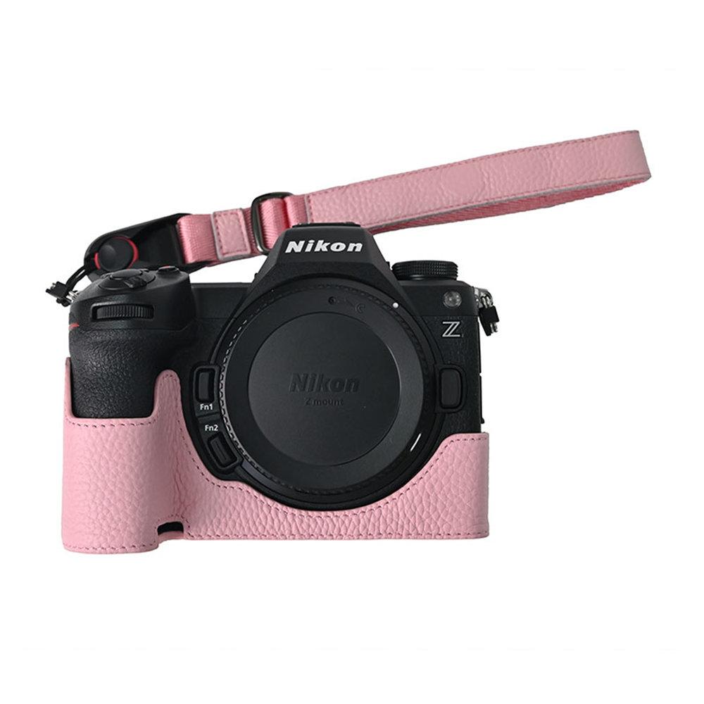 Z 6III Litschi-Leder Echtes Leder Kamera Halbkörperhülle Für Nikon Z6III Z63 Akkuöffnung Bodenabdeckung Mit Riemen
