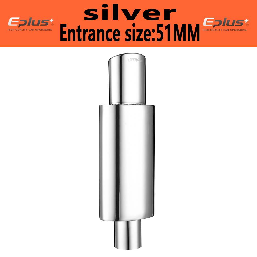 Car Exhaust Pipe Muffler Tail Universal Oval Stainless  51 57 63mm Blue Silver Exhaust System Mufflers Sports Car Sound Straight silver 51MM