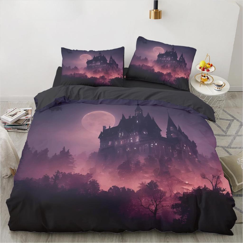 3D printed Gothic skull rose microfiber duvet cover soft and comfortable 3-piece bedding set with zipper and 2 pillowcases