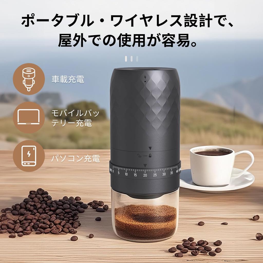 GOSO Electric Coffee Rechargeable USB Coffee Grinder with 1800mAh 40 Grind Easy Automatic and Includes a Cleaning Brush for Easy Perfect for Indoor