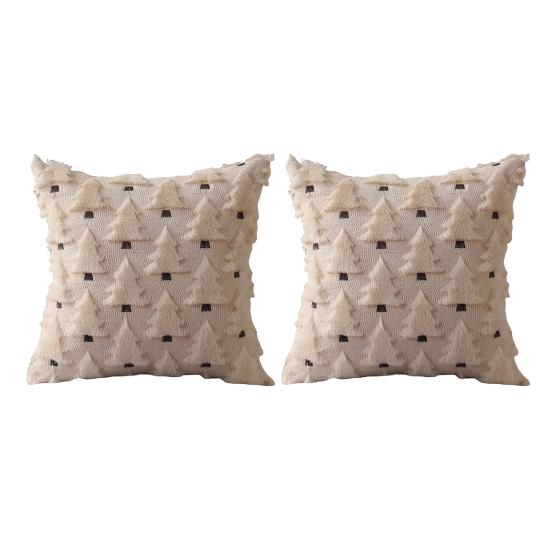 2 ks Povlaky na polštáře s vánočním stromkem, Měkké plyšové povlaky na vánoční polštáře, Pohovka, Postel, Pratelné, Dekorativní povlaky na polštáře