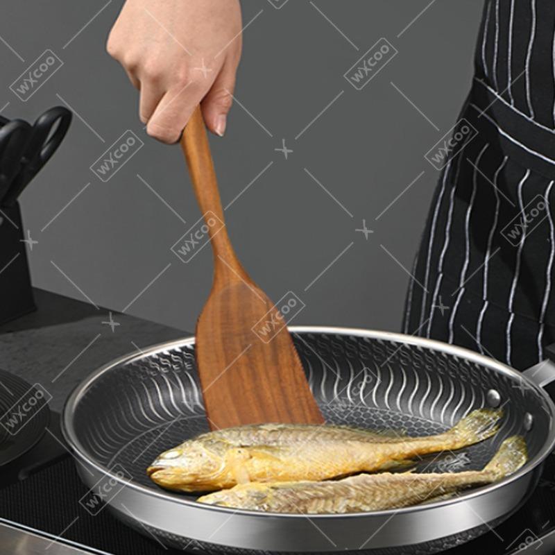 2PCS Wooden Spatula for Cooking Slotted Turner Spatula Long Handle Kitchen Utensils Set Wood Frying Spatula Cooking Baking Tools