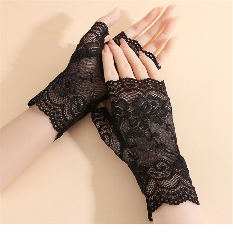Vintage Style Lace Gloves For Formal Occasion Half Finger Wrist Coverage Ideal For Photoshoot Ceremonies
