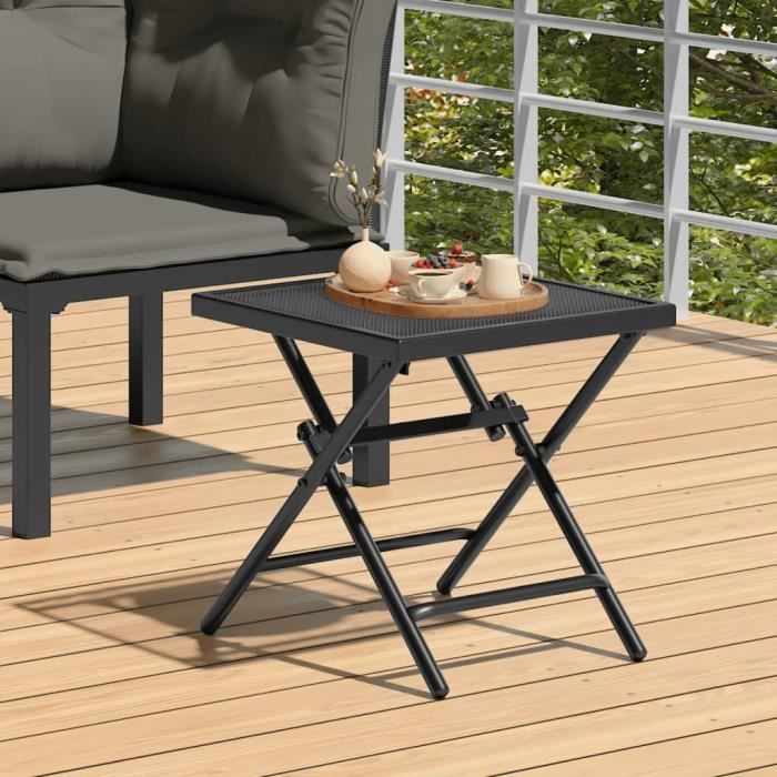 VidaXL Table de jardin pliable anthracite 38x38x38 cm Treillis d'acier 362766
