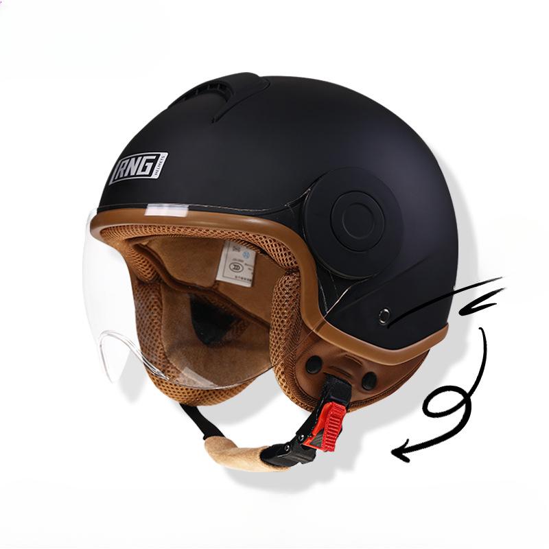 New National Standard 3C Certified Motorcycle Helmet Retro Motorcycle Helmet 3/4 Men and Women's Helmet Electric Vehicle Helmet