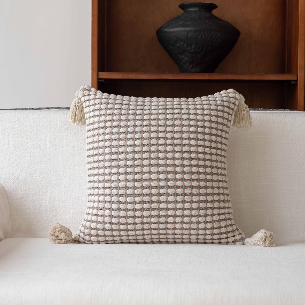 Simple Sofa Pillowcase Cojines 45x45 Home Dyed Woven Throw Cushion Cover Cotton and Linen Texture Sofa Woven Throw Pillow Covers