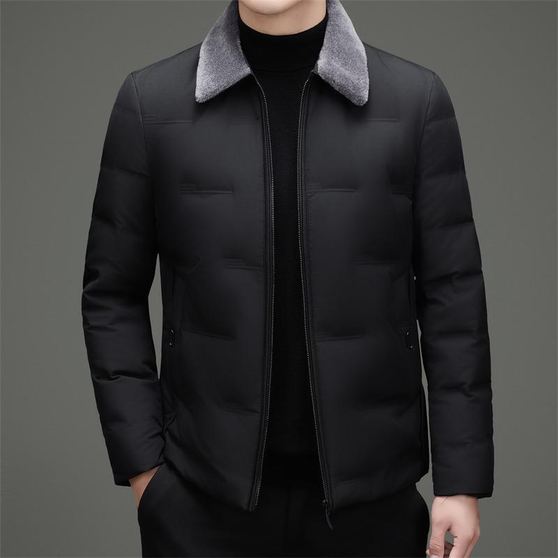 2025 Men's Casual Warm White Duck Down Winter Jacket with Stand Collar