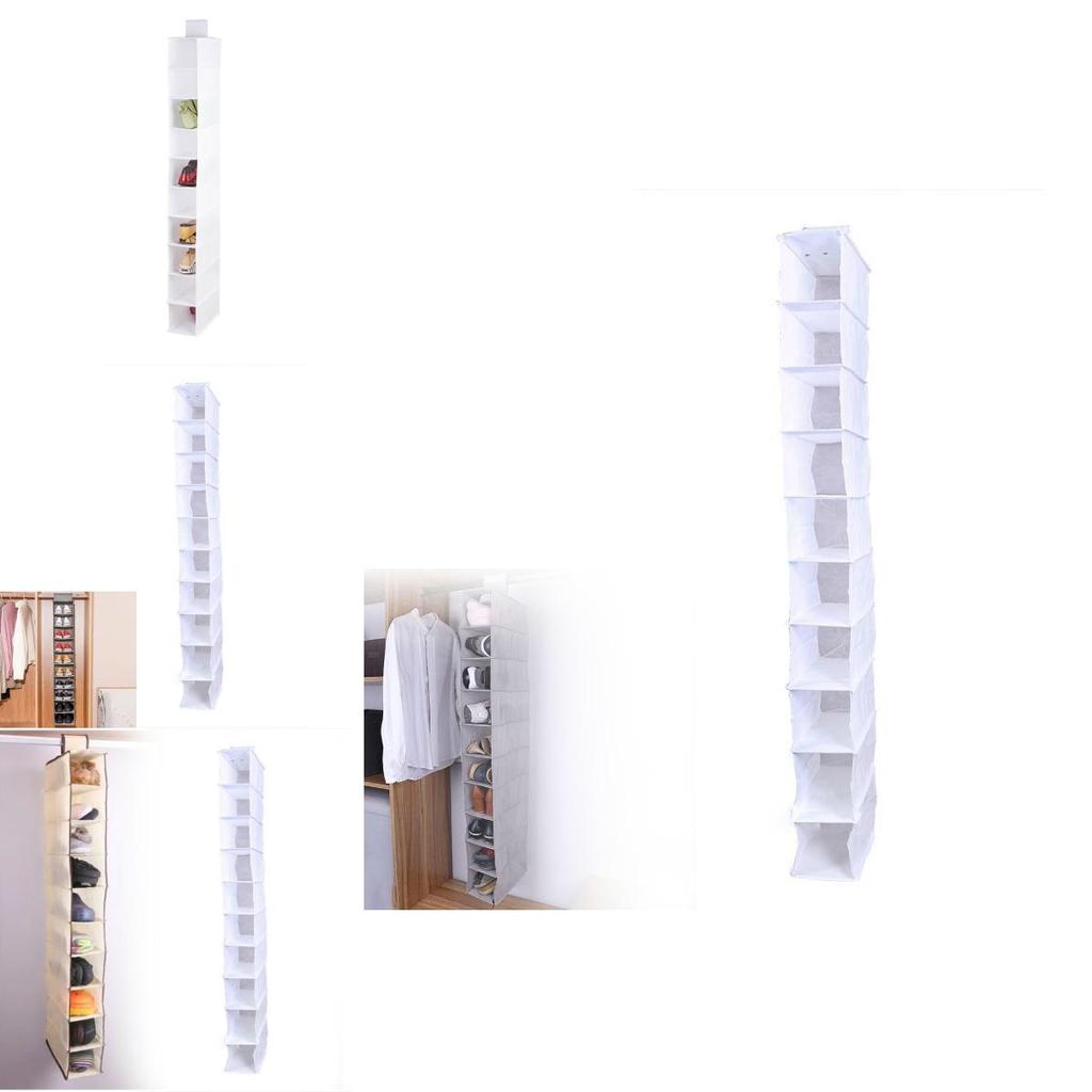 Modern Minimalist Non-woven Fabric 10 Tier Hanging Storage Bag For Bedroom Closet