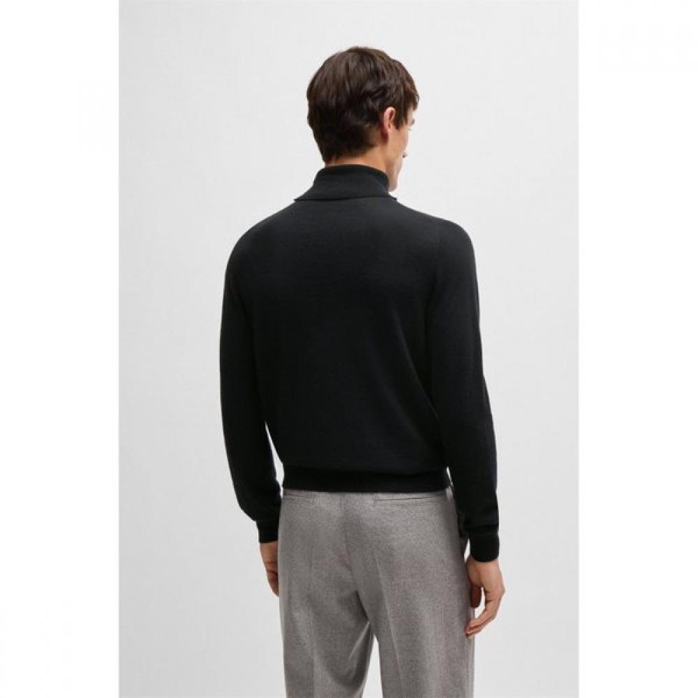 BOSS Cashmere Roll Neck Knit Sweater Black 50501624001
