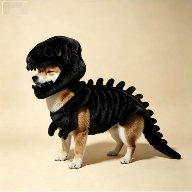Glow-in-the-Dark Dinosaur Skeleton Pet Costume Dogs Bohemian Style Fleece Warm Outfit S M L