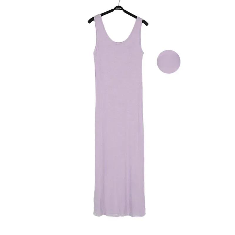 

Платье-майка с открытой спиной и рукавами, женские тонкие длинные облегающие платья миди XL фиолетовый