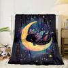 Fantasy Axolotl Moon Night Sky Blanket Flannel Blanket for bed, sofa, Camping, Hiking, Picnic Essentials, gift for family Fan gifts