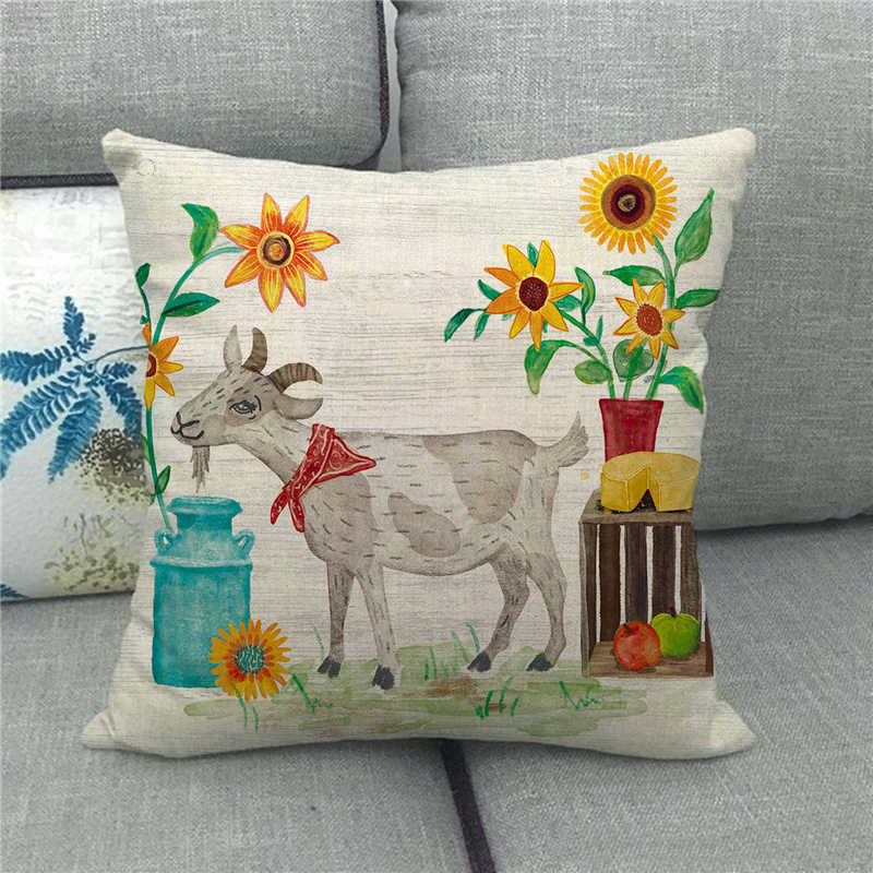 Cute Farm Christmas Animals Digital Printing Short Plush Pillow Covers For Car Sofa Office Cushion Cover Home Goods