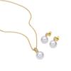 Set - LUXENTER - White Pearl - 18k Yellow Gold - White - 3 Year Warranty