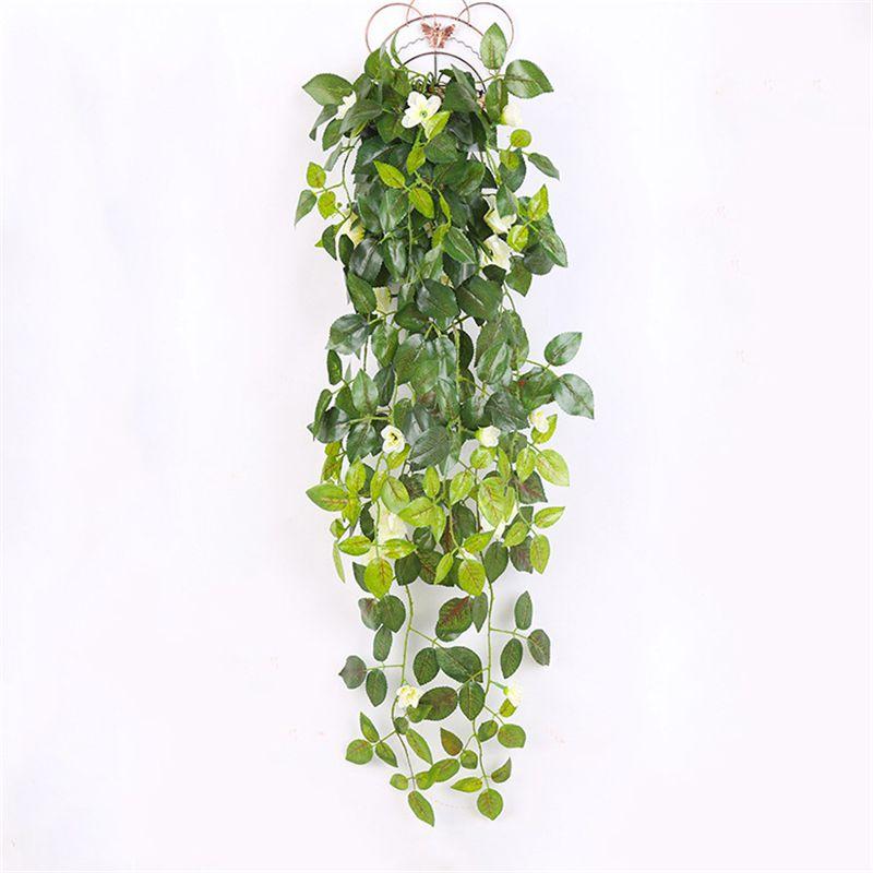 

90см Искусственная корзина с цветами Шелковая роза Искусственная гирлянда Лиана Плющ Домашний подвесной декор белый