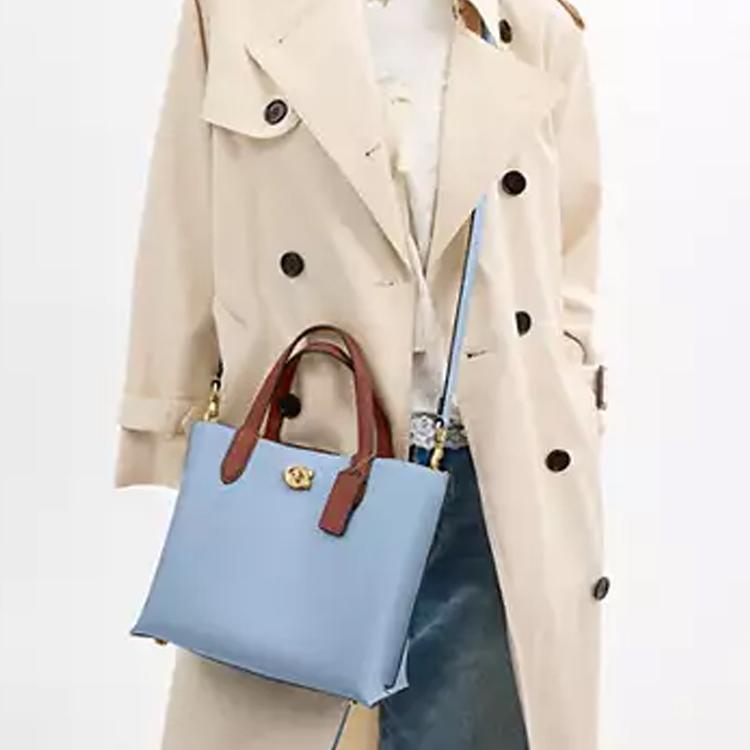 Coach Willow 24 Signature Canvas Leather Tote Bag Women Tote Blue C9092-B4XUK