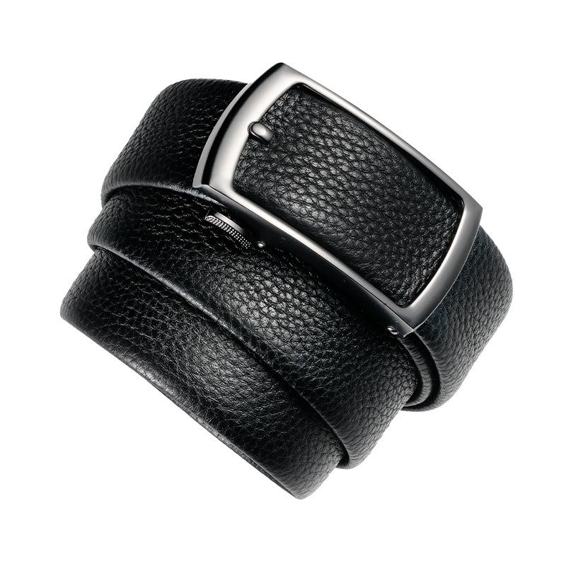 New Men's Genuine Leather Belt, Business Automatic Buckle Belt, Alloy Belt Inside