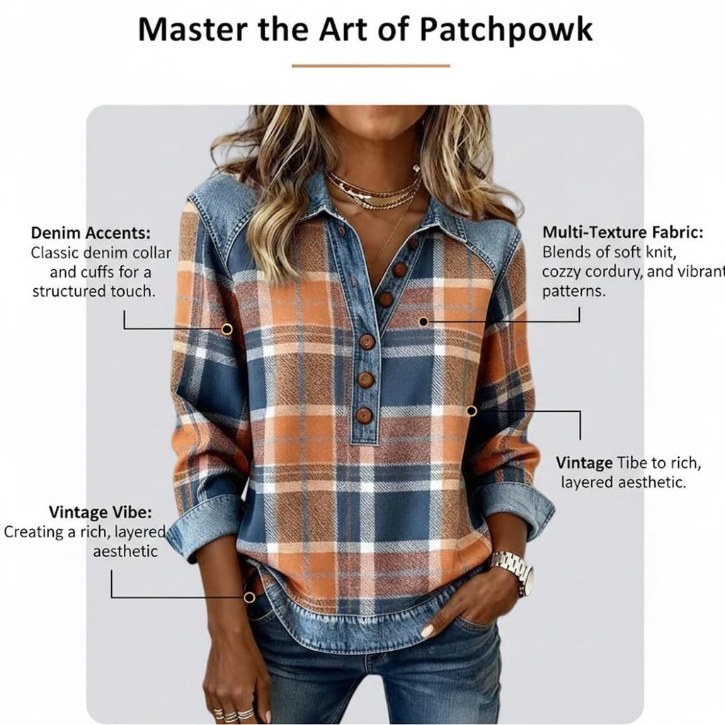 Women's Vintage Print Loose-fitting Long-sleeved Top