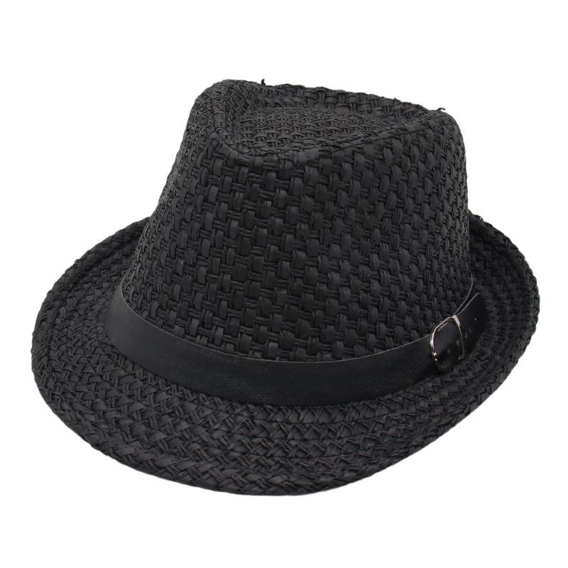 Spring And Summer Vacation Straw Hat Short Brim Visor Jazz Hat Men'S And Women'S Belt Buckle Beach Hat Hand-Woven Cool Hat