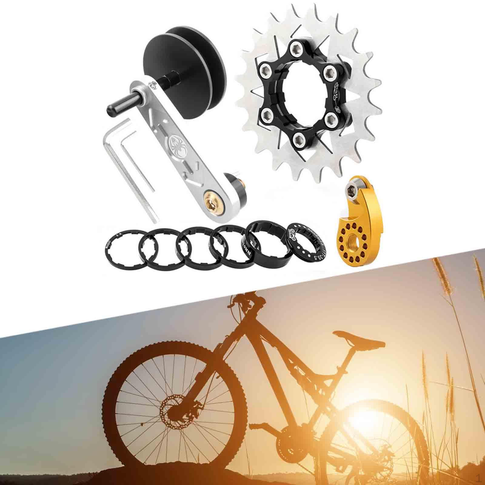 

Набір одношвидкісного перетворення велосипеда, регулятор ланцюга, 20 т, ремонт маховика, велосипед проти падіння срібний