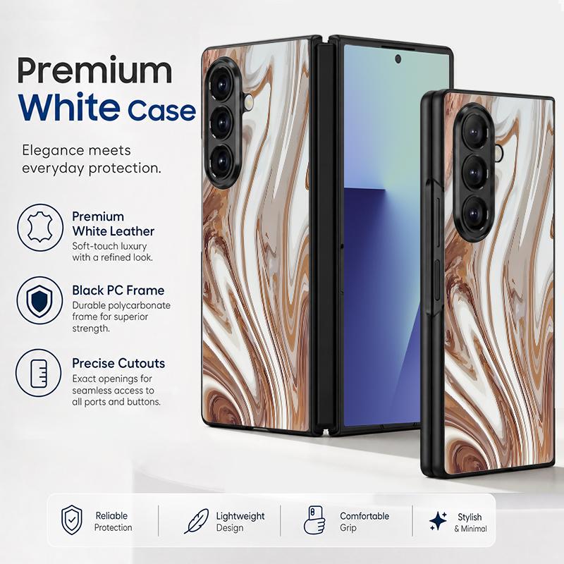 Watercolor Marble Case For Samsung Galaxy Z Fold 8 Ultra 7 6 5 Fold8 Fold7 Fold6 Luxury Leather Skin Hard Folding Phone Cover