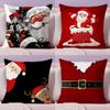 Classic Father Christmas Pillow Case Plush Fabric Soft Double-Sided Printed Sofa Warm Winter Home Gift Cushion Cover