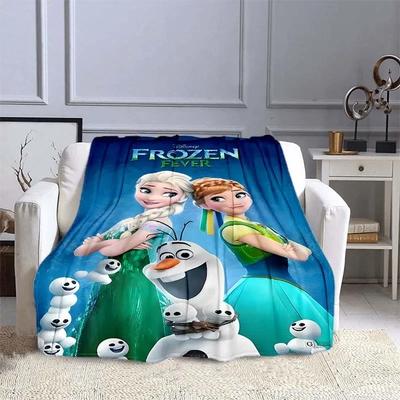 Disney Frozen Elsa Princess Blanket for Sofa King Size Cute Soft Flannel Throw Fluffy Bed Blanket New Born Winter Blanket Gift#(8)