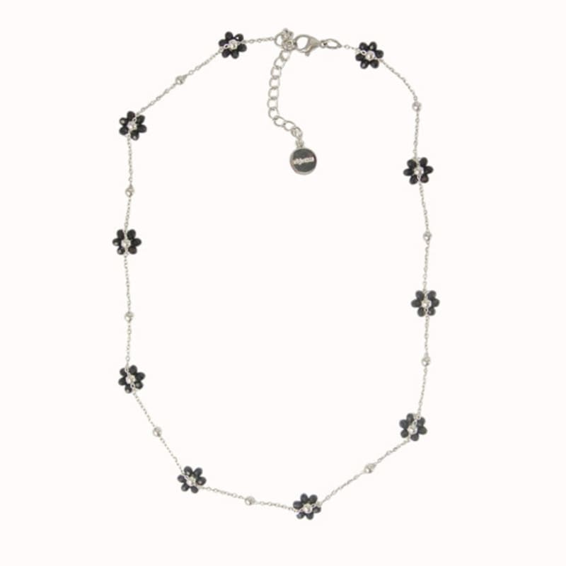 Objet213 Black Flower Line Necklace