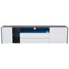 Meuble TV laqué brillant, noir et blanc, avec éclairage LED, 2 tiroirs et 2 placards, meuble de salon, 180 x 40 x 45 cm