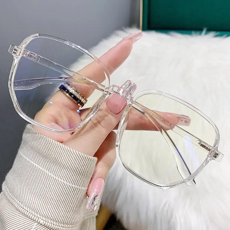 

Neutral Fashion Polygonal Large Frame Myopia Glasses Fashionable And Unique Design Blue Light Blocking Myopia Glasses -3.5-4.0 0