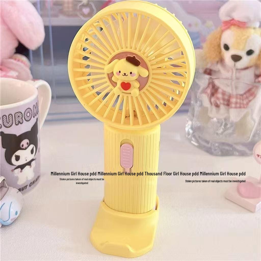 

Portable USB Rechargeable Cartoon Handheld Fan - Silent, Mini Size for Summer, Dorm Use, Perfect for Students. Single Fan Only