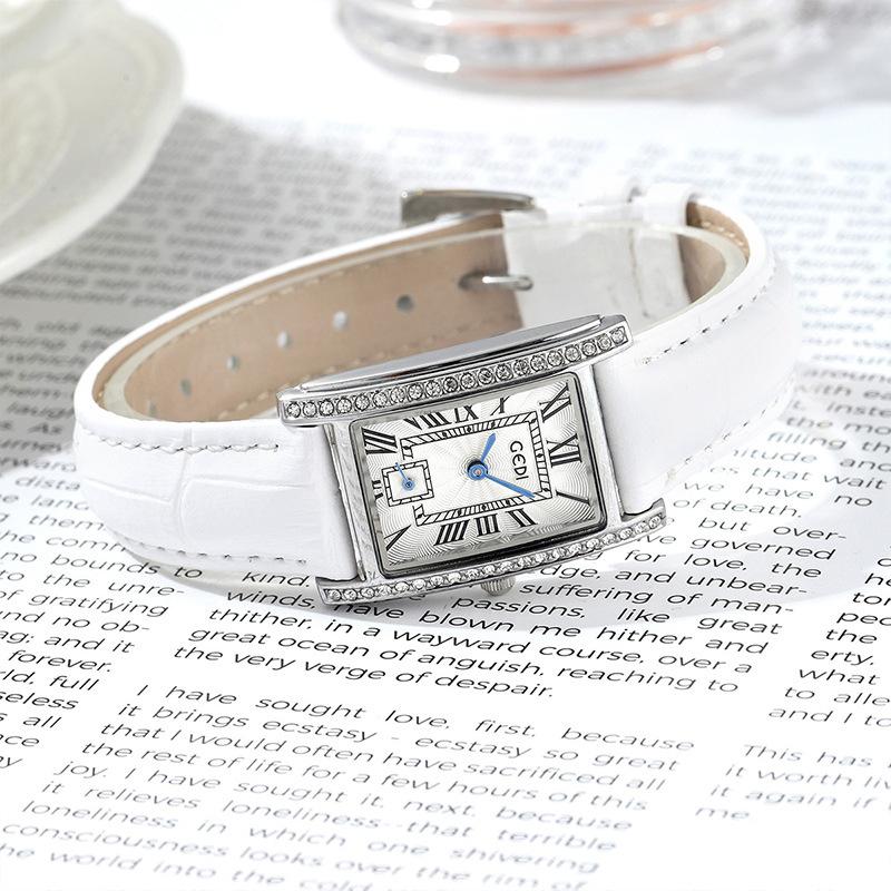 Retro Style Temperament Small Square Watch Niche High Sense Student Watch Women'S Belt Quartz Watch