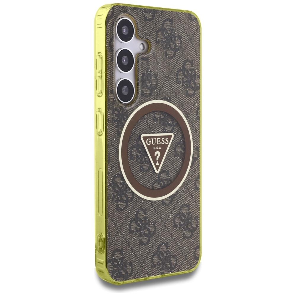 Case for Samsung Galaxy S25 Guess 4G Glitter MagSafe Brown